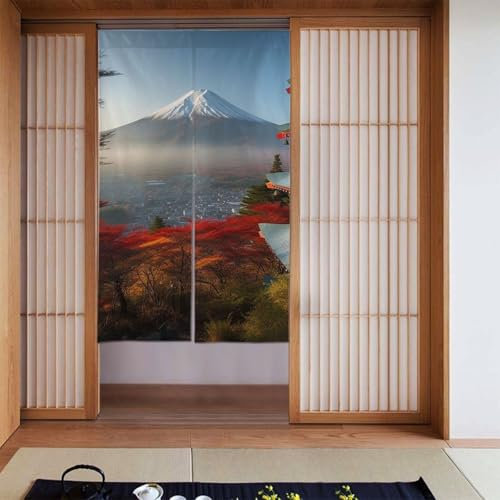 SDTYKHJ Verdunkelungsvorhang für Türen, japanisches Passepartout, Fuji-Landschaft, Fenstervorhang, Sichtschutz-Türabdeckung, Raumteiler-Vorhang, Schrankvorhang für vordere Schiebetür, Schlafzimmer,