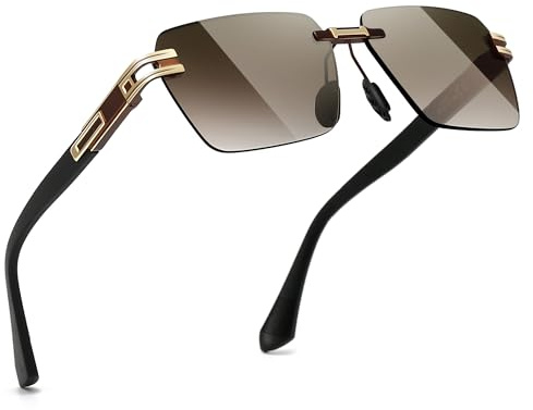 SUNGAIT Randlose Rechteckige Sonnenbrille Quadratisch Rahmenlos für Männer und Frauen Y2K Vintage Retro UV-Schutz