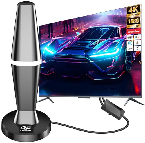 TV Aerial,2025 Indoor Digital TV Aerial with 500+ Miles Range Adjustable Strongest Signal Booster Amplifier for 4K 1080P HDTV & VHF UHF DAB Radio with Magnetic Base