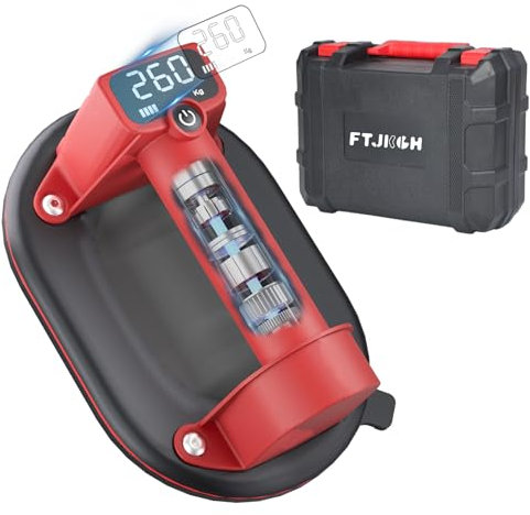 FTJKGH Sollevatore a Ventosa con Batteria per Piastrelle, Max 260 KG Sollevatore a Ventosa Elettrico per Piastrelle, Ventosa Sottovuoto Elettrica con Display LCD Per Piastrelle, Marmo, Finestre, Vetro