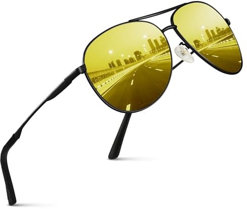 wearPro Sonnenbrille Herren Damen Polarisiert Vintage Schwarz Pilotenbrille Unisex-Nachtsicht