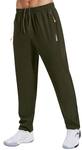 Gaiatiger Pantalon de Jogging pour Homme Pantalon de Survêtement à Séchage Rapide Pantalon Sport pour Homme Training Sportswear avec Poches Zippées,C3039-Green-S
