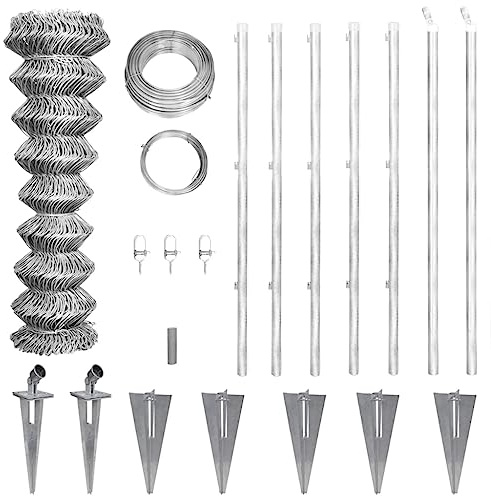 Balkon Zaun Gartenzaun, Maschendrahtzaun Pfosten Bodenhülsen Stahl Verzinkt 15x1,5 m für Blumenbeete, Garten, Tierbarriere