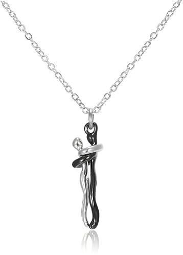 Umarmungs-Halskette aus 925er-Sterlingsilber für liebeselement, Umarmungs-Halskette, Halsband mit Umarmungs-Anhänger, Kette für Männer, Halsketten für Liebhaber, Frauen, Paare, umarmungsring