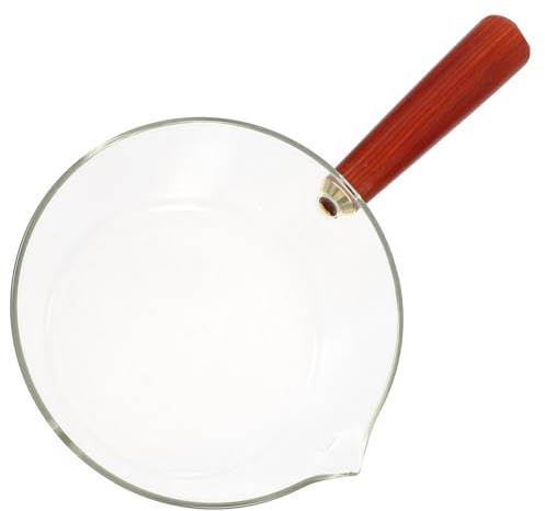 ERINGOGO Heat-Resistant Borosilicate Glass Milk Pan with Handy Handle and Flat Bottom, 600Ml Saucepan for Stove Use and Liquid Heating