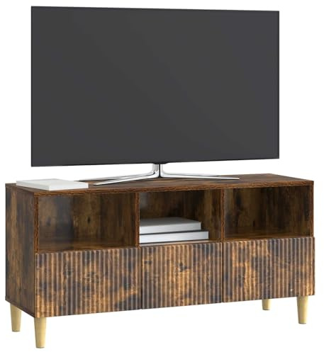 vidaXL TV-Schränk Geräucherte Eiche 102 x 34,5 x 50 cm Holzwerkstoff, Wohnzimmer, Vintage TV-Ständer, rechteckiges Möbelstück, moderner Lowboard, viel Stauraum, Deko für Entertainment