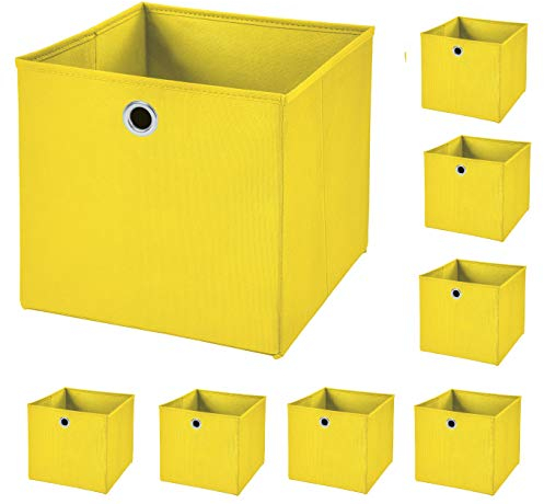StickandShine 8er Set Gelb Faltbox 28 x 28 x 28 cm Aufbewahrungsbox faltbar