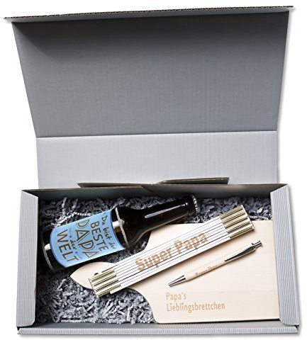 schenken-24 Geschenkbox 'SUPER Papa' Vatertag Geburtstag Box Präsent Korb Geschenk