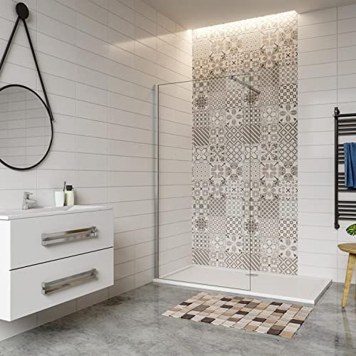 Mampara ducha Panel Pantalla Fija cristal 8mm templado para baño Barra 73-120cm (Panel 130x200cm)