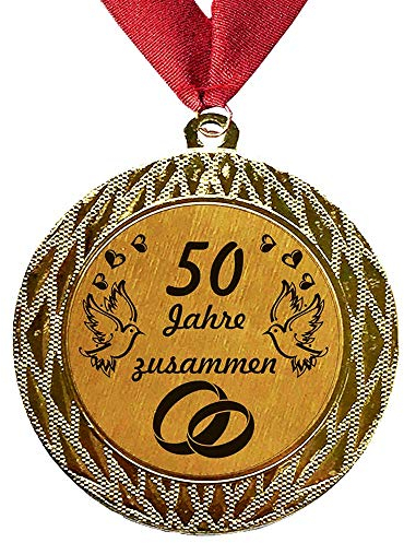 Larius Group Medaille Orden 50 Jahre zusammen Goldene Hochzeit Goldhochzeit Jubilar Geschenk