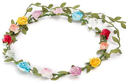 BFD One Ladies Girls Boho Floral Festival Flower Crown Head Band Garland One Size Wipe Clean With Dry Cloth Paper Flowers On Strong Wrapped Florist Wire 30 Colours (Multi Colored Flowers)