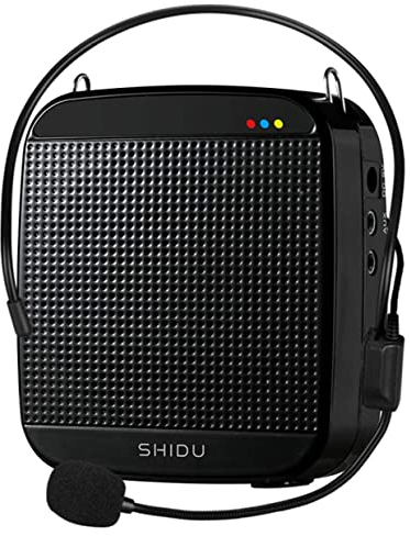 Voice Amplifier,SHIDU Mini Voice Amplifier with Wired Microphone Headset 15W Portable Personal Speaker MP3 Audio Sound System for Teachers,Elderly,Singing,Coaches,Yoga,Tour Guides,Outdoor Trainers