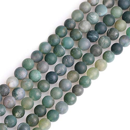 SHGbeads Moosachat-Halbedelstein-Perlen, rund, lose Perlen, für Schmuckherstellung, DIY, Handarbeit, Bastelbedarf, 6 mm, 38,1 cm