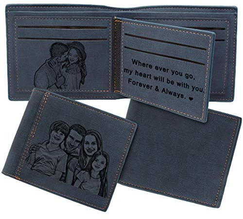 Personalisierte Foto Geldbörse Herren, Gravierte Bild Leder Brieftasche
