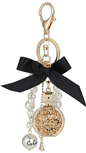 Cikonielf Schlüsselanhänger Schlüsselbund Parfüm Flaschenform Legierung Bowknot Schlüsselanhänger Handgemachte Anhänger Dekoration für Mädchen
