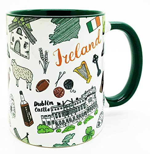 Half a Donkey Iconic Ireland Ceramic Mug with Glazed Green Handle and Inner 310ml (11oz)