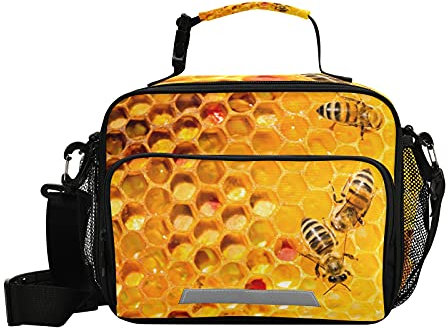 PUXUQU Lunch Tasche Tier Honig Biene Kühltasche Schule Lunch Paket Lunch Tote Kühlbox Isoliertasche Mittagessen Tasche für Kinder Jungen Mädchen