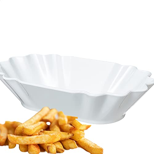 Kerafactum Pommesschale Snack Wurst Schale für Pommes Frites Currywurst | Mehrweg Wurstschale Würstchenteller Snackschale für Imbiss | Melamin Teller Spülmaschinenfest frensh Fries oval | 1 Stück
