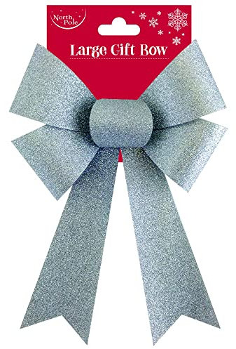 North Pole Christmas Tree bow xmas large tree Topper party decorations gift bow Glitter silver