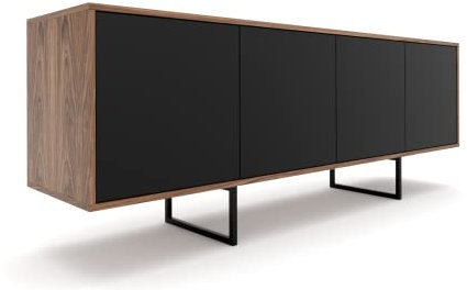 Mayaadi Home Kommode Wohnzimmer Wohnzimmerschrank Sideboard Stauraum Ablagefläche Mehrzweckschrank Regal Anrichte Essimmer Schlafzimmer Walnuss Abato Sleek Schwarz