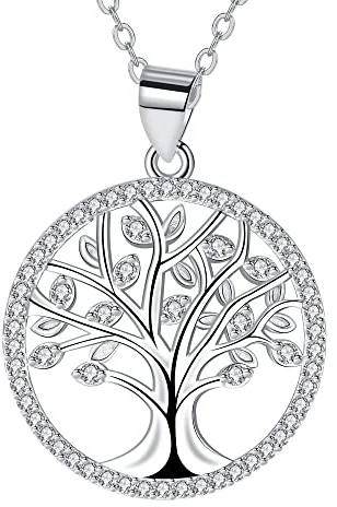 J.MUEN Collier Arbre de Vie pour Femme Argent Sterling 925 Pendentif Collier Cadeau pour Femme Fille avec Boite Cadeau (45+ 5 cm) (Argent-2)