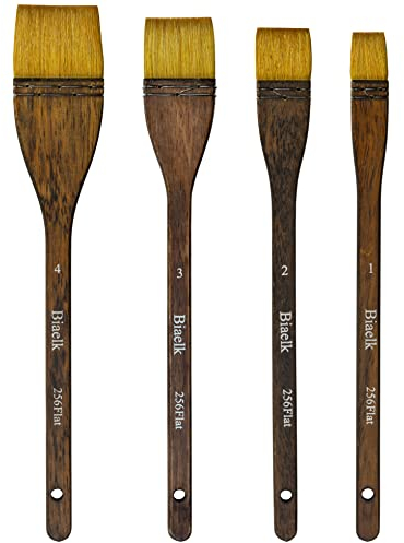 Biaelk 256 Flache Aquarellpinsel-Set für Künstler, 4 Stück, Synthetisches Ziegen-Mischhaar, Aquarell-Pinsel-Set für Künstler, Größe #1#2#3#4, Hecht-Pinsel-Set für Gesichtsbemalung