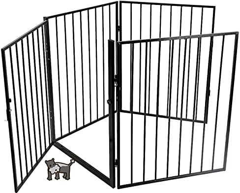 Metall Kaminschutzgitter klappbar - Kaminschutzgitter mit TürMetall Ofenschutzgitter Laufgitter Laufstall Absperrgitter Tierschutzgitter Türschutzgitter für Kinder-240 * 2,5 * 75cm (4 Stück)