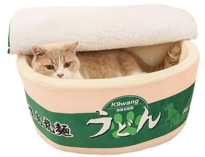SSDHUA Katzennest Spaß Sofortige Nudelform Katzenhaus Katzensofa Bett Niedlich und bequem Haustier Katzenhaus Abnehmbares multifunktionales Haustierbett Geeignet für kleine Katzen und Hunde (M, grün)
