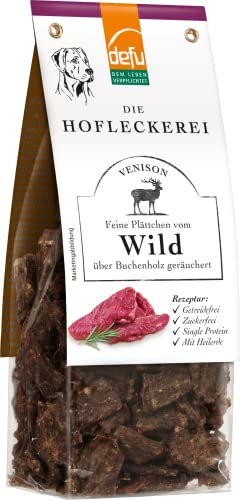 defu Hundesnack | 8 x 125 g | Hofleckerei Feine Plättchen vom Wild | Premium Leckerlis für Ihren Hund