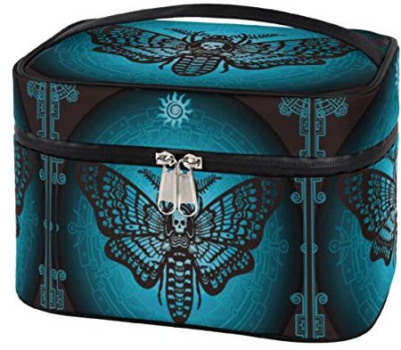 Makeup Bag Gothic Butterfly Travel Cosmetic Bags Portable Cosmetics Make Up Bag Zipper Pouch Case Makeup Organiser Waterproof Cosmetic Bags Gifts for Women Girls