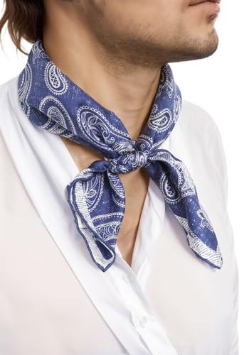 Prettystern Unisex handrolliertes SeidenHalstuch Seide Nickituch Bandana kleines Seidentuch für Damen Herren 13B Blau