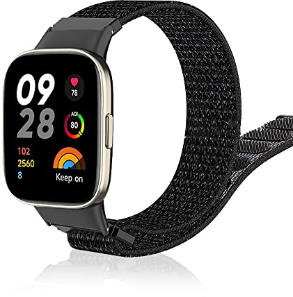Niboow Cinturino Compatible con Xiaomi Redmi Watch 3, Uomini Donne Ricambio Regolabile Watch Band, Sport Nylon Traspirante Leggero Cinturino Compatible con Xiaomi Redmi Watch 3 - Nero