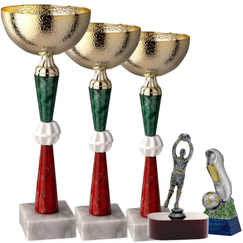Hole Gadget Set Premiazioni Calcio Personalizzate Coppe, Trofei e Premi Sportivi Calcistici con Targhetta Personalizzata Premio Giocatore, Portiere, Capocannoniere e Squadra (Set Risparmio)
