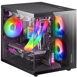 Mars Gaming MC-View Schwarz, Micro-ATX Mini Gaming Tower Gehäuse, 90° Gehärtetes Glas ohne Rahmen, Modulares Doppelkammer-Design, Volle Unterstützung für Flüssigkeitskühlung