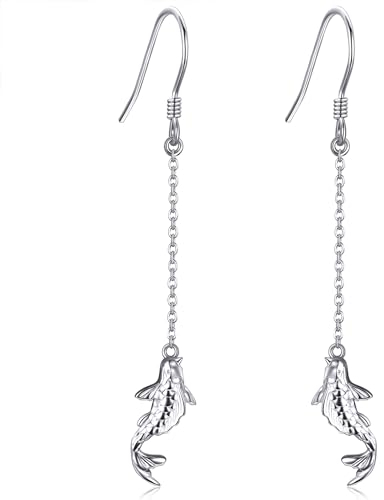 Koi Fisch Ohrringe Sterlingsilber Fisch Ohrringe Quasten Einfädler Ohrringe Schmuck Geschenk für Mädchen Frauen