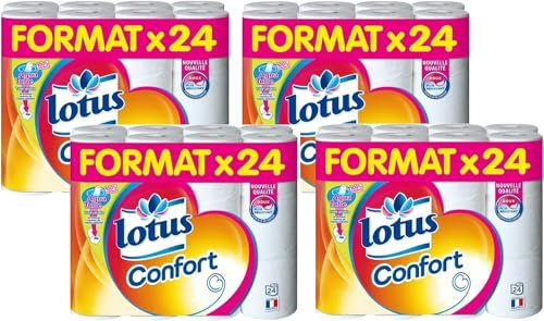 Papier Toilette Lotus Confort Blanc 96 rouleaux doux et résistante - Offre Spéciale