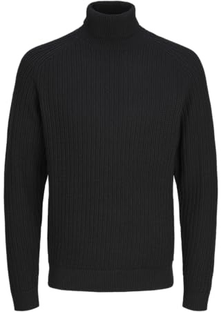 JACK&JONES Herren JORCODY Knit ROLL Neck Strickpullover, Black, Small