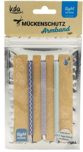 kda Mückenschutzarmbänder Light für Erwachsene im 3er Set - Sicherer Mückenschutz Outdoor Urlaub Camping Zelten Anti Mosquito Strand DEET-frei Ocean & Beach Design - Silikon (Ocean)