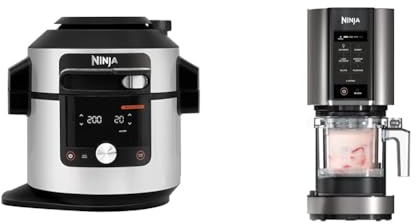 Multicuiseur Ninja Foodi MAX Air Fryer, Smart Lid, 14 fonctions de cuisson en 1, 7.5L & CREAMi machine à crème glacée et à desserts glacés, 7 programmes