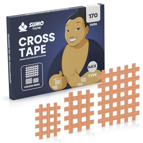 Sumo Tape® 170er Gittertape Mix Set Typ-A-B-C wasserfest & hautfreundlich - Gitterpflaster selbstklebend - Crosstape Akupunktur-Pflaster, Kinesio Gitter-Tapes