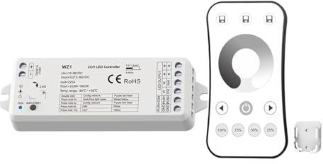 1 Stück WZ1 und R7-1 Set, WZ1 und R6-1 Set Dimmerschalter LED 12 V 24 V 2,4 G WW CW CCT LED-Lichtleiste Dimmregler(WZ1 And R6-1 Set)