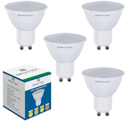 Bratek Lampadine LED GU10 7W Luce Naturale 4000K – Faretto LED Potente 710lm, Equivalente 70W, Luce Bianca Naturale, Risparmio Energetico – Confezione da 4 Pezzi