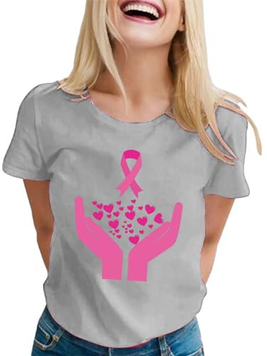 Générique Octobre Ruban Rose Cancer du Sein Sensibilisation T-Shirt Pull Octobre Rose Femme Top Chic Rose Fushia Femme