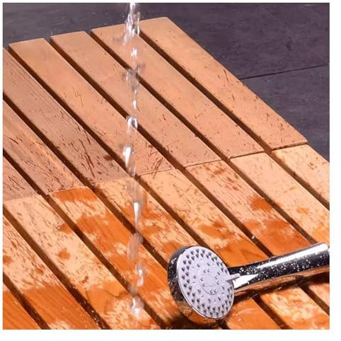 QWEASDF Wood Duck Board Rectangular Bath Mat ,Wooden Bath Mats, Wood Bath Mat, Shower Stall Mat Non-Slip for Bathroom Bathtub Spa Sauna Garden Home, for Indoor and Outdoor(W80xL80cm/W31xL31in)