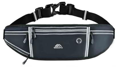 MSIHEY Laufgürtel mit wasserdichter Hüfttasche, verstellbarem Gummiband und faltbarem Wasserflaschenhalter, geeignet zum Laufen und für Outdoor-Aktivitäten, Sportstil, Unisex, Schwarz.