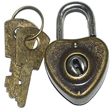 Cadenas vintage en forme de cœur avec clé en alliage pour sac, valise, bagage, livre, boîte à bijoux