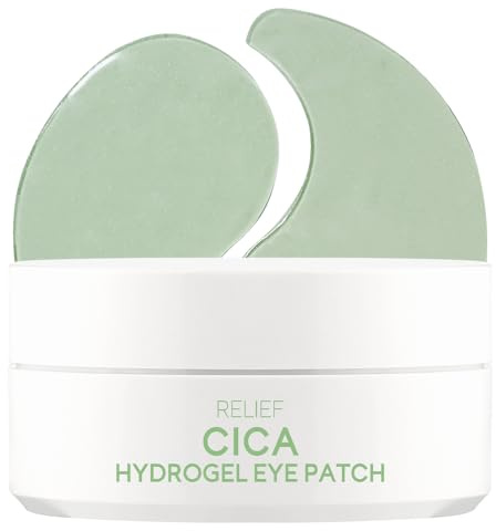 TENZERO Relief Hydrogel Eye Patches 60 Pairs 90g Centella Treatment for Swollen Eyes Fine Lines Soothing Reduces Eye Puffiness Eye Pads