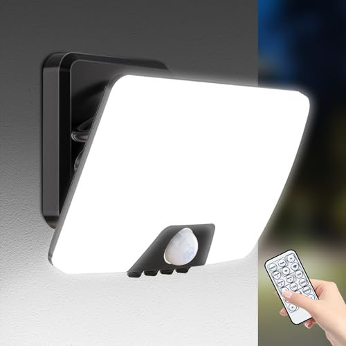 vighep 24W Security Lights Outdoor with Remote - Pir Motion Sensor Wall Lights for Outside, 5CCT(2700K-6500K),IP65 Waterproof LED Floodlight for Garden Garage Yard - Mains Powered