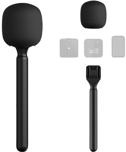 Universal mic Handheld Adapter for Rode Wireless GO II, Wireless GO/Me/Pro, DJI Mic, Synco, Hollyland – Interview Microphone Handle with Foam Mic Cover for Most Wireless Mics