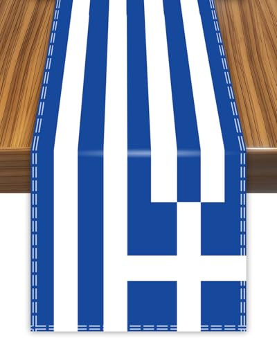 Griechenland-Tischläufer, griechische Flagge, Tischdecke für Esszimmer, Heimdekoration